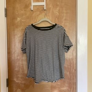Madewell green and white striped tee